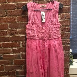 URBAN OUTFITTERS PINK CROCHET BABYDOLL MINIDRESS
